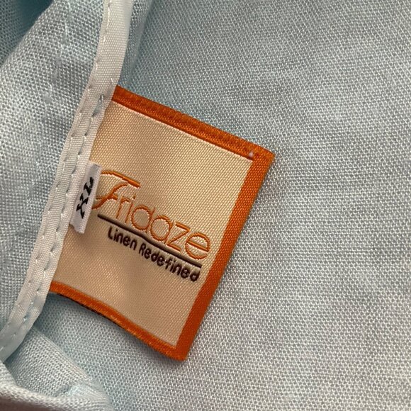 Fridaze XL Linen Aqua Light Blue Button Tunic Shirt 3/4 Sleeves Minimalist Coast - Picture 10 of 13